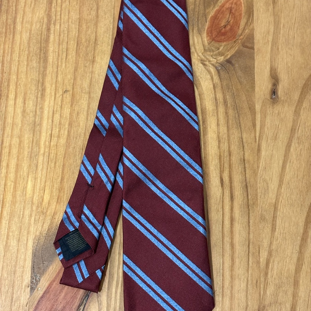 Brooks Brothers Burgundy Tie with Blue Stripes